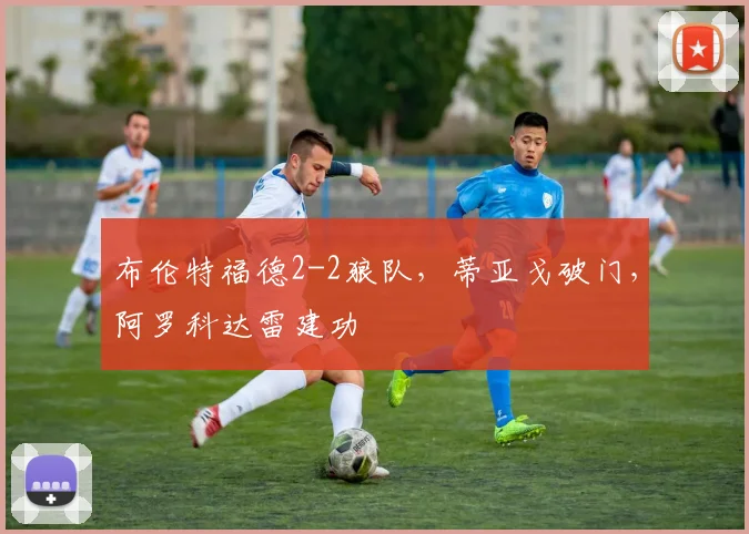 布伦特福德2-2狼队，蒂亚戈破门，阿罗科达雷建功